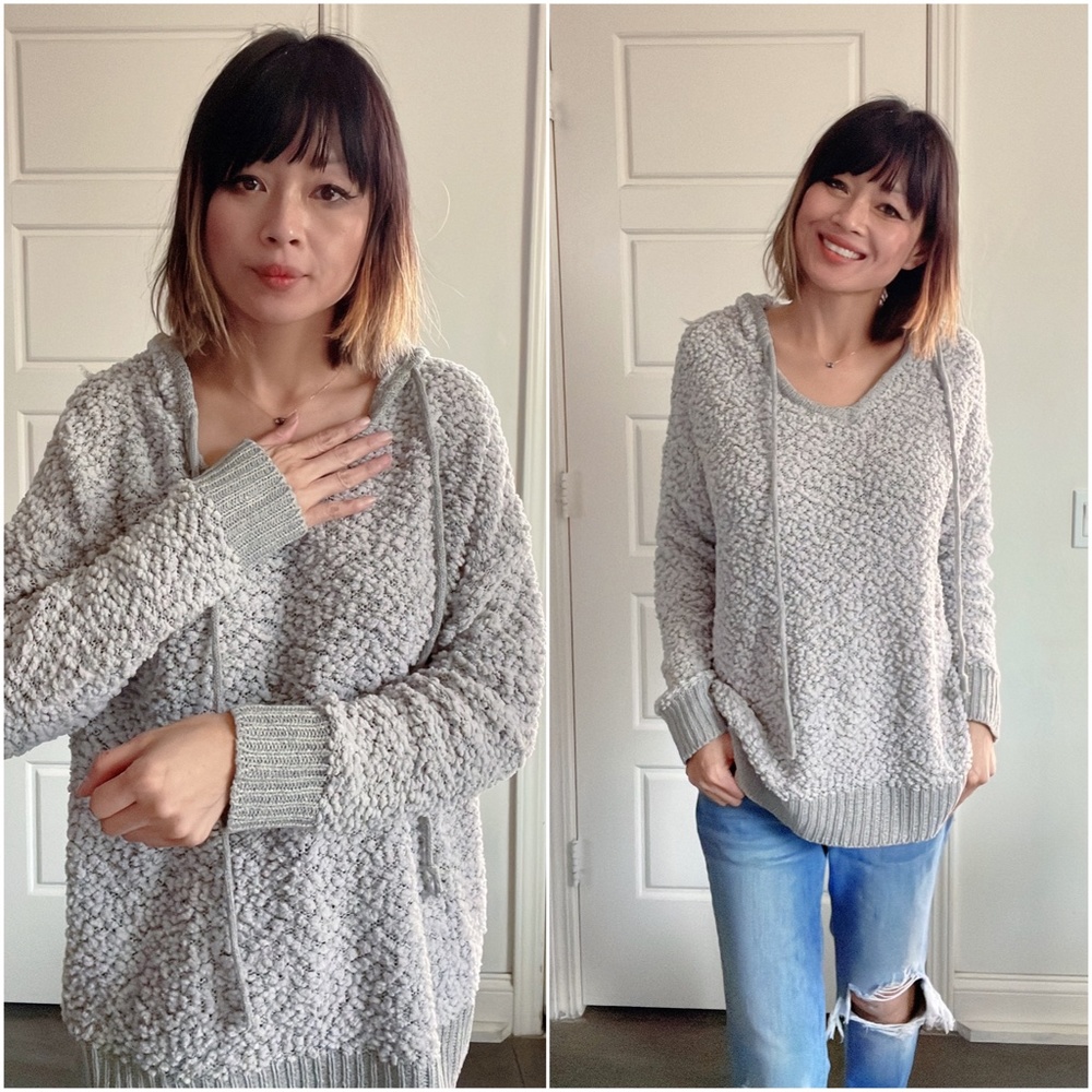 #21 Cozy Popcorn Knit Hoodie Sweater Top - Picture 4 of 4